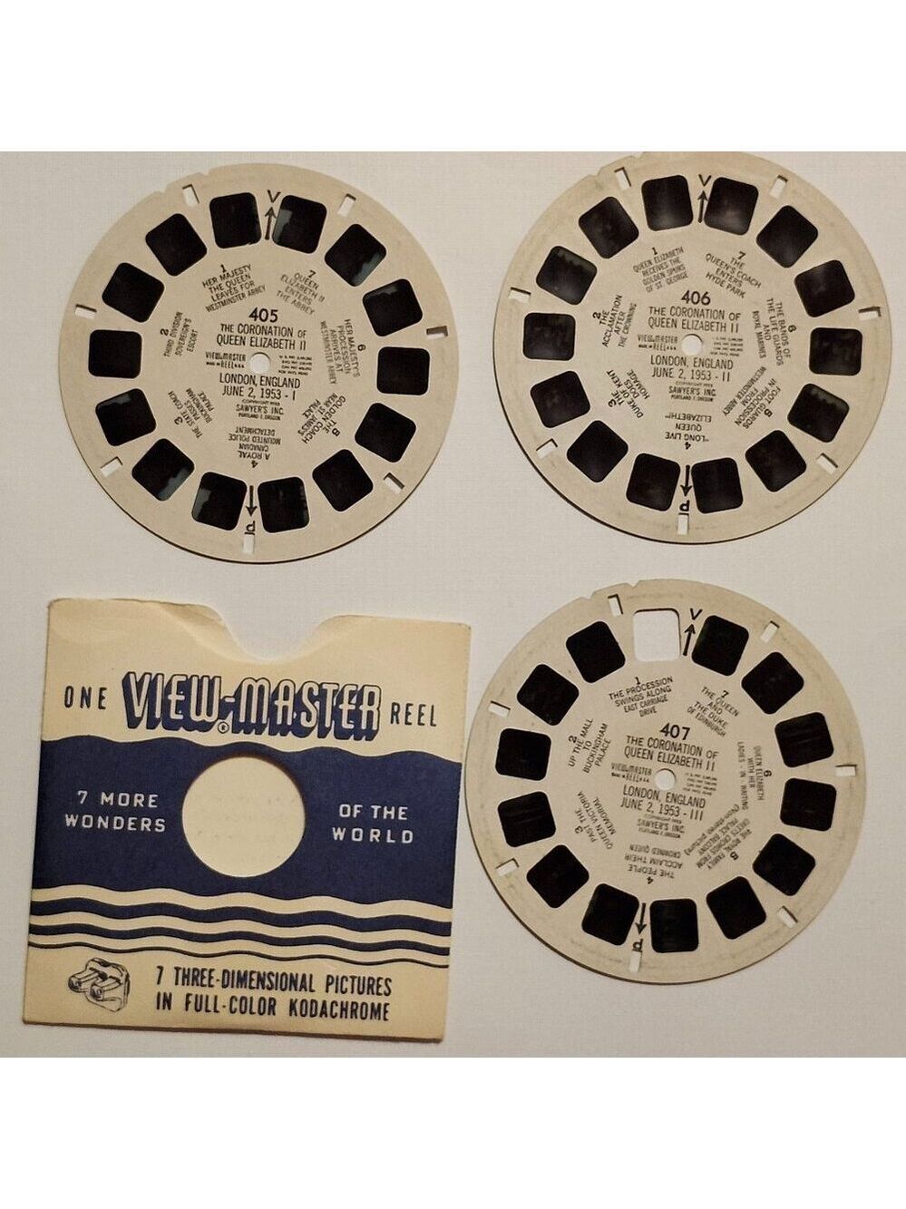 VINTAGE View Master The Coronation of Queen Elizabeth II Lot of Three Reels